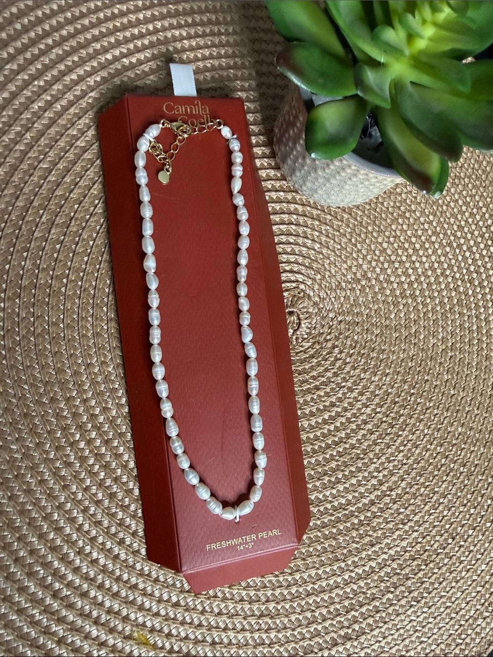 Camila Coelho 🔥Cream Freshwater Pearl Necklace with Gold Accents